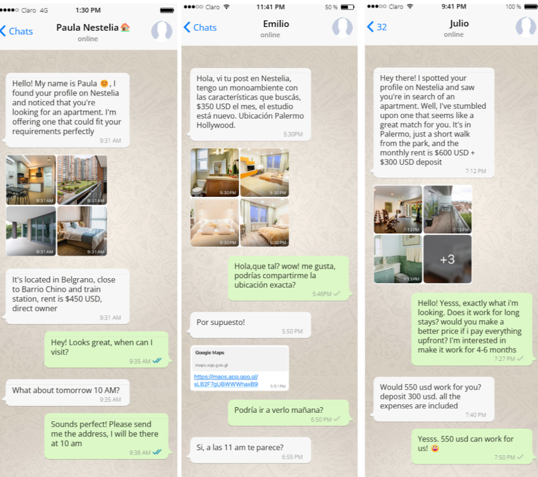 Picture of Whatsapp Chat between Tenant and Landlord